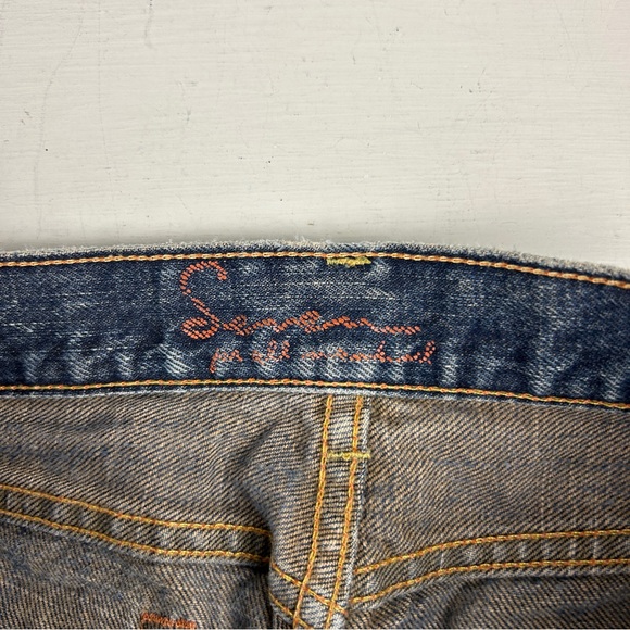 Seven 7 FOR ALL MANKIND Flare Jeans SIZE 29 Boot cut Distressed Knee Made USA - Picture 4 of 10